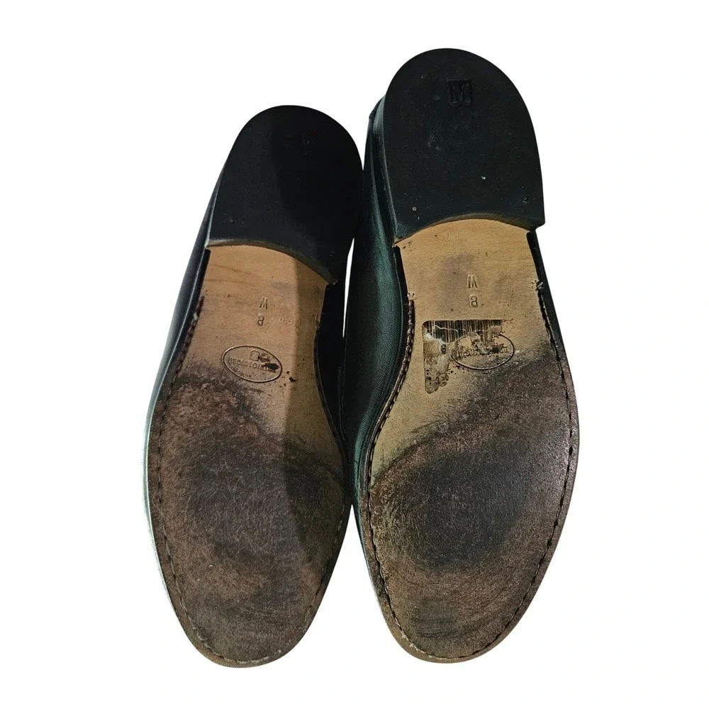Bruno Magli Rico Mens Black Leather Kiltie Penny Loafers Made in Italy Size 8 W